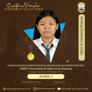 As The First Winner In Poematography Competition Duta Wacana English Competition 2021