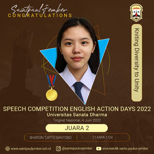 Juara 2 Lomba Speech Competition English Action Days 2022-Universitas Sanata Dharma