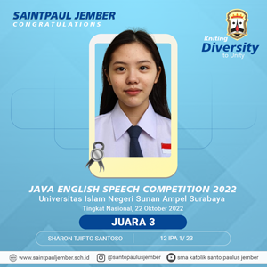 Juara 3 Java English Speech Competition 2022-Universitas Islam Negeri Sunan Ampel Surabaya