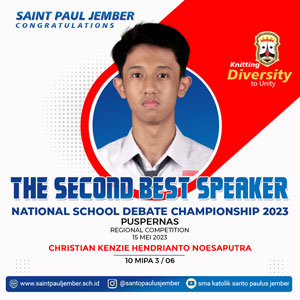 THE SECOND BEST SPEAKER NATIONAL SCHOOL DEBATE CHAMPIONSHIP 2023-PUSPERNAS