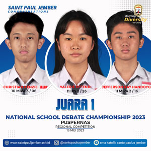 JUARA 1 NATIONAL SCHOOL DEBATE CHAMPIONSHIP 2023-PUSPERNAS