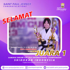 Juara 1 Samurai Dream Cup 2023 International Championship kategori kumite 15-16 thn 46-50 kg-Shidokan Indonesia