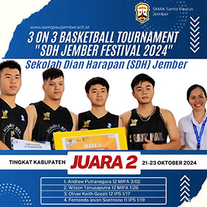 Juara 2 3 on 3 Basketball Tournament "SDH Jember Festival 2024"-Sekolah Dian Harapan (SDH) Jember