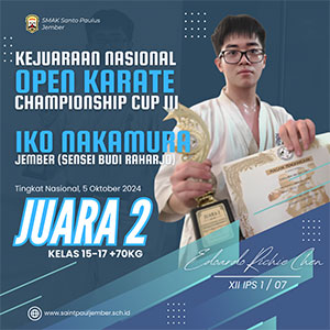 Juara 2 Kejuaraan Nasional Open Karate Championship Cup Iii- Iko Nakamura Jember (Sensei Budi Raharjo)