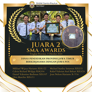 Juara 2 SMA Awards - Dinas Pendidikan Provinsi Jawa Timur Berkerjasama Dengan Jawa Pos