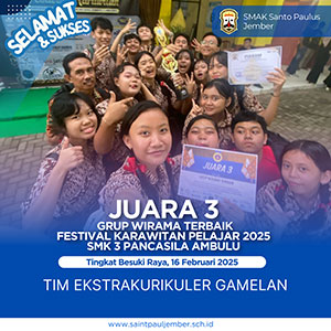 Juara 3 Grup Wirama Terbaik Festival Karawitan Pelajar 2025-SMK 3 Pancasila Ambulu