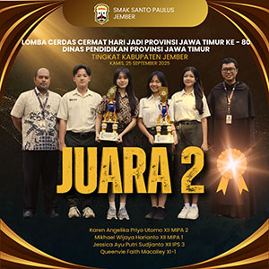Juara 2 Lomba Cerdas Cermat dalam rangka hari jadi Provinsi Jawa Timur ke - 80-Dinas Pendidikan Provinsi Jawa Timur