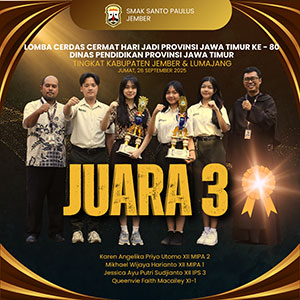 Juara 3 Lomba Cerdas Cermat dalam rangka hari jadi Provinsi Jawa Timur ke - 80-Dinas Pendidikan Provinsi Jawa Timur