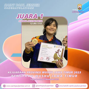 Juara 1 Kejuaraan provinsi Wushu Jawa Timur 2023-Pengprov Wushu Jawa timur