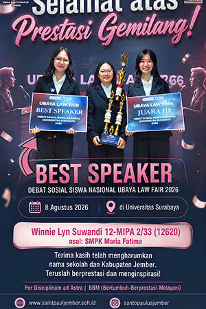 Best Speaker Debat Sosial Siswa Nasional Ubaya Law Fair 2026-Universitas Surabya