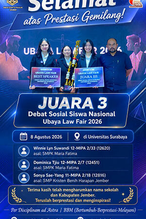 Juara 3 Debat Sosial Siswa Nasional Ubaya Law Fair 2026-Universitas Ubaya