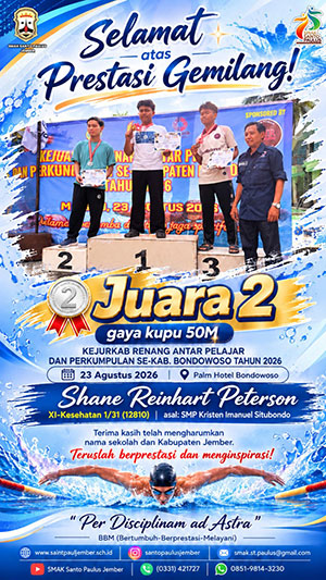 Juara 2 Gaya Kupu 50 M KEJURKAB Renang Antar Pelajar dan Perkumpulan SE-KAB Bondowoso