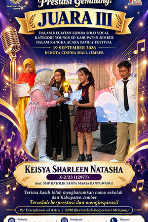 Juara 3 Lomba Solo Vocal Kategori Young Se-Kabupaten Jember