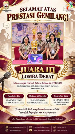 Juara 3 Lomba Debat Festival Bahasa Indonesia 2026-UBAYA